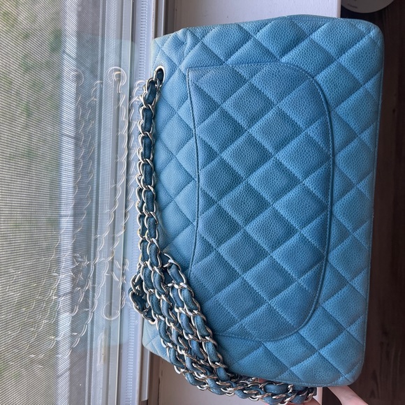 Chanel jumbo flap bag caviar double flap turquoise - Picture 5 of 17